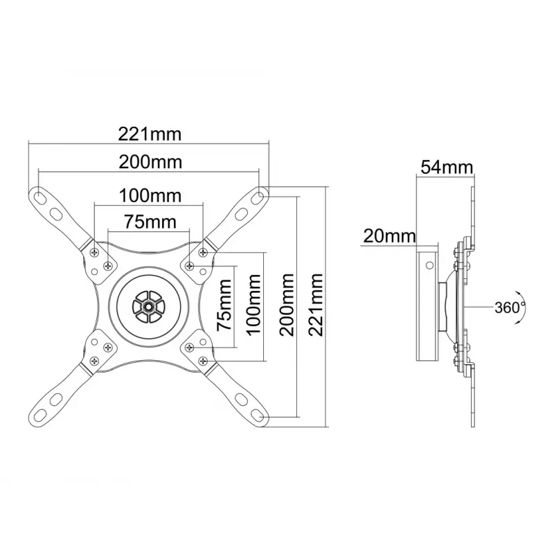 Multibrackets M VESA Wallmount 360 čierny