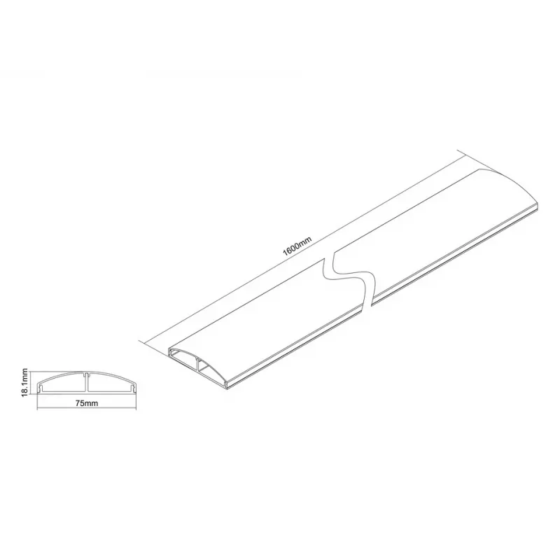 Multibrackets M kryt na káble SS čierny 75 mm Š - 1600 mm D