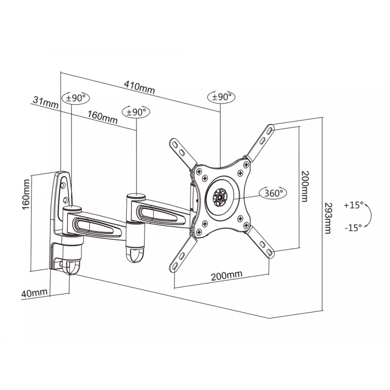 Multibrackets M VESA Flexarm 360 III biely 15 kg 15-32 palcov
