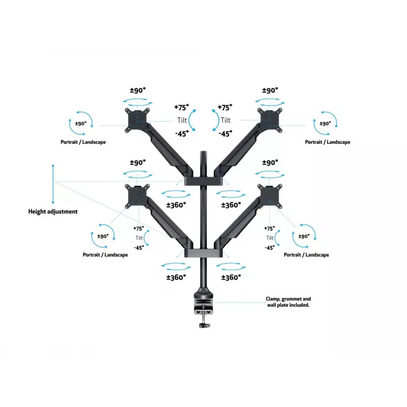 Multibrackets M VESA Gas Lift Arm Quad čierny 40 kg 15-32 palcov