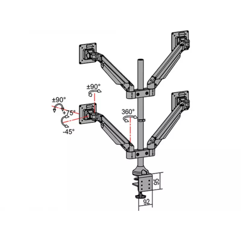 Multibrackets M VESA Gas Lift Arm Quad čierny 40 kg 15-32 palcov