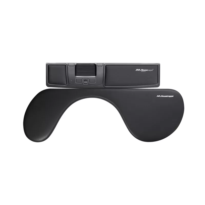 Podložka pod ruku Mousetrapper Armrest Asymmetric — umelá koža, čierna, 680×205×20 mm