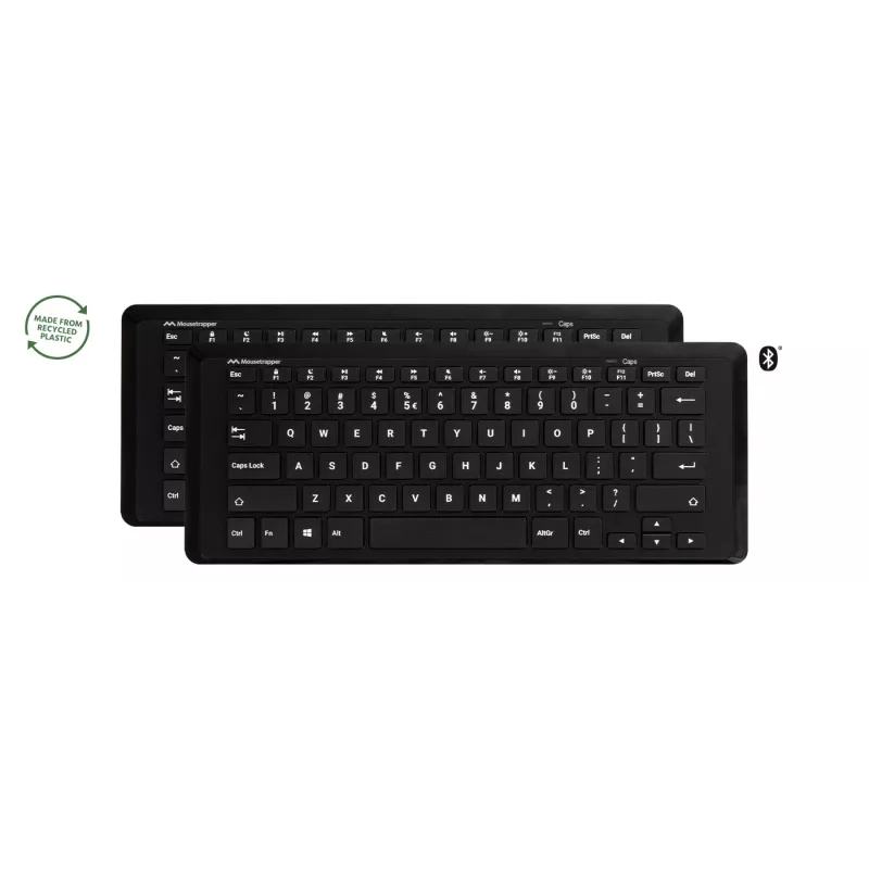 Bezdrôtová klávesnica Mousetrapper Type Mini QWERTY NORDIC – USB-C, RF Wireless, Bluetooth, čierna