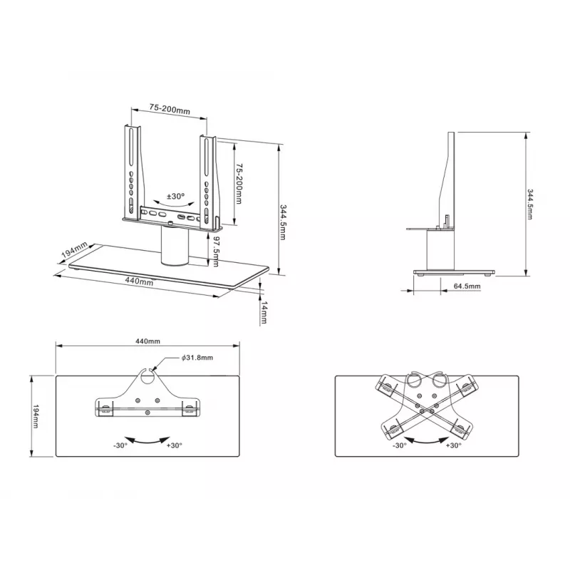 Stolový stojan Multibrackets M VESA Tablestand Turn čierny X Small MAX 200x200