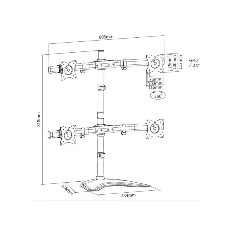 Multibrackets M Deskstand Basic Quad voľne stojaci držiak 32 kg 15-27 palcov