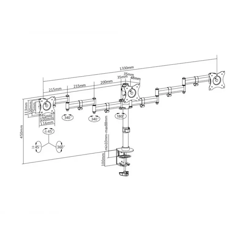 Držiak na stôl Multibrackets M Deskmount Basic Triple
