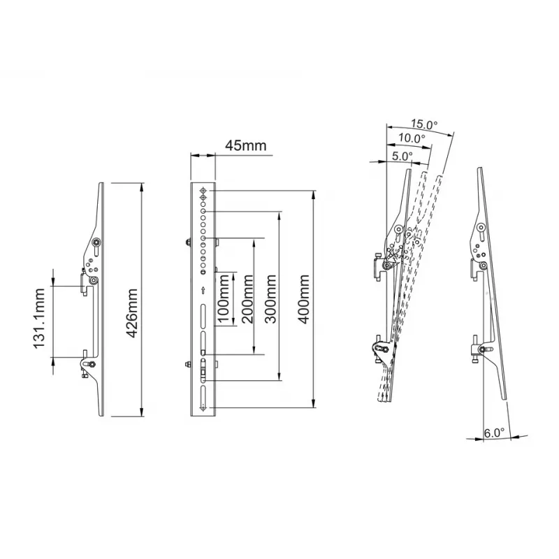 Montážne rameno pre plochý displej MULTIBRACKETS M Pro Series Tilt Arms 400mm, čierne, hliník/oceľ, 2 kusy