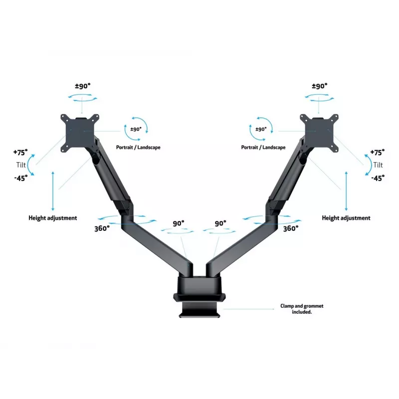 Multibrackets M VESA Gas Lift Arm Dual Side by Side čierna svorka 20 kg 15-32 palcov