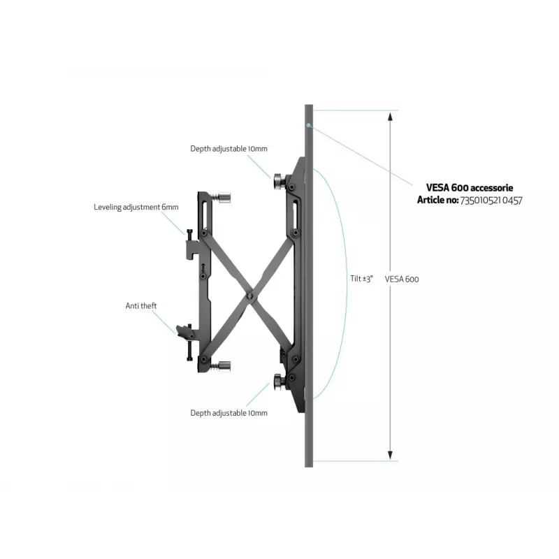 Nástenný držiak Multibrackets M Wallmount Pro MBW1U čierny 30 kg 40-65 palcov