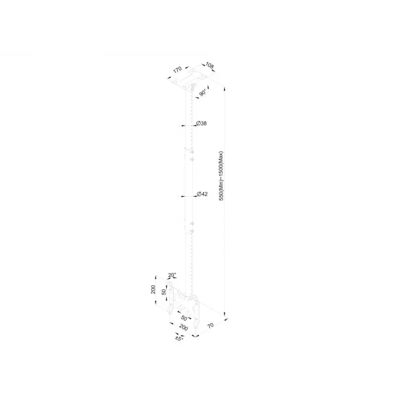 Stropný držiak Multibrackets M Public Small Single biely 1500 14 kg 10-32 palcov
