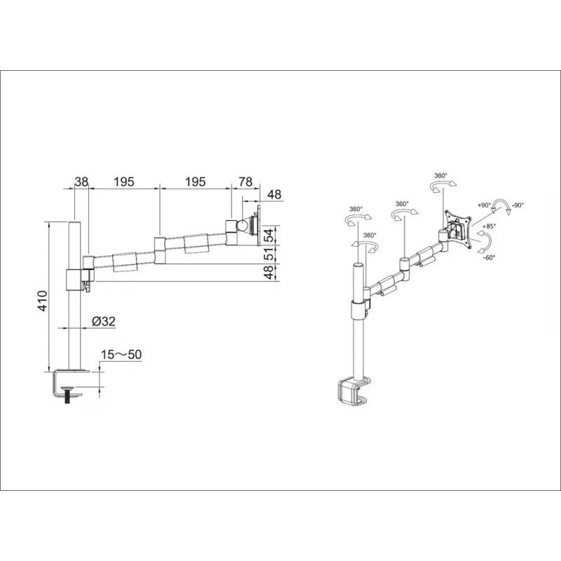 Stolový držiak Multibrackets M VESA Deskmount Officeline Single II čierny