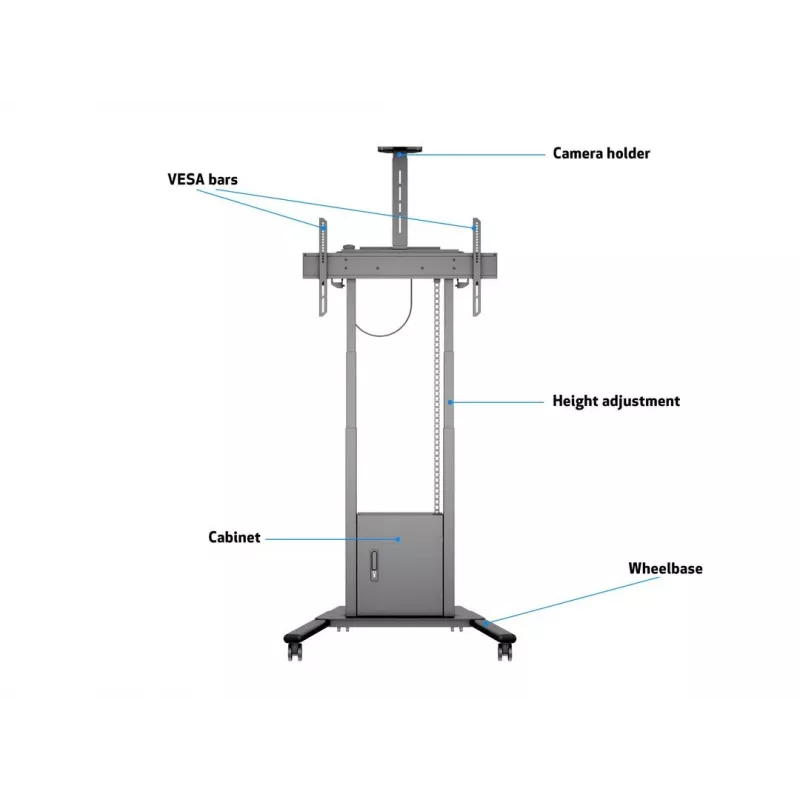 Multibrackets M Motorized Floorstand 120 kg čierna vrátane skrinky a police na kameru