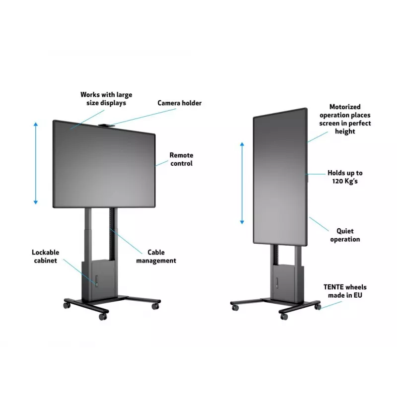 Multibrackets M Motorized Floorstand 120 kg čierna vrátane skrinky a police na kameru
