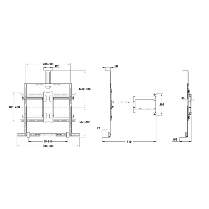 Multibrackets M Universal Flexarm Pro 60 kg Sound & Camera 60 kg nosnosť 55-85 palcov