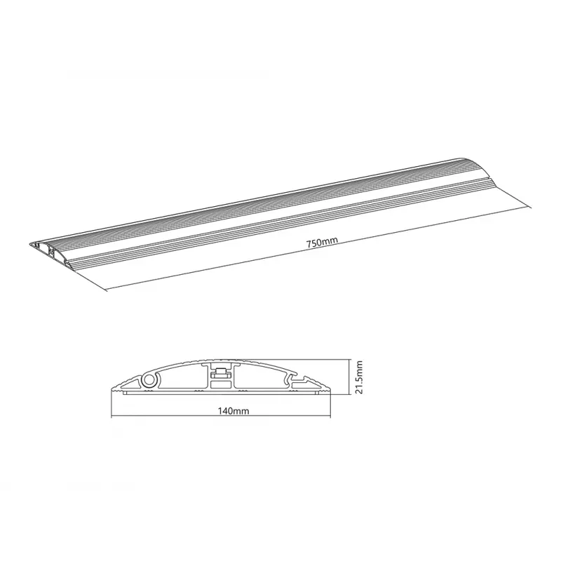 Multibrackets M káblový kryt podlahový hliník – 139 mm Š – 750 mm D