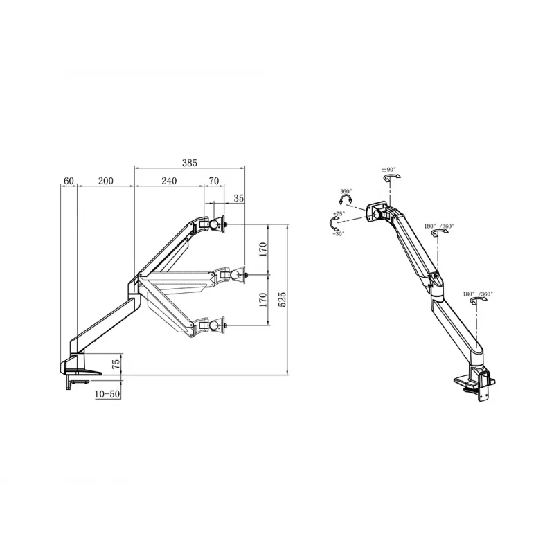 Multibrackets M Gaslift Arm Samsung G9 Single čierna 20 kg montáž na stôl