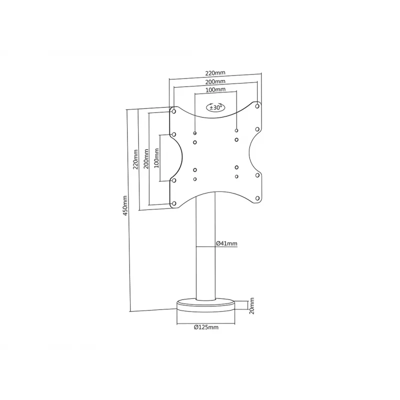 Multibrackets M VESA Bolt Down TV držiak Turn 200 MAX 30 kg 23-43 palcov