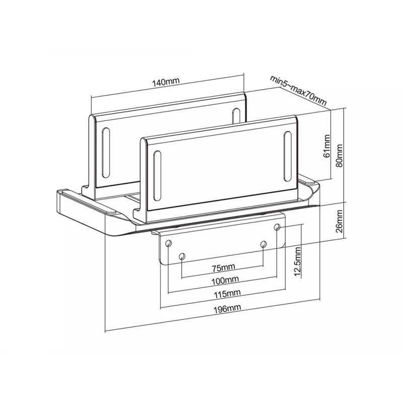 Stolový stojan držiak CPU Multibrackets M Thin Client držiak 3 kg 7 cm šírka