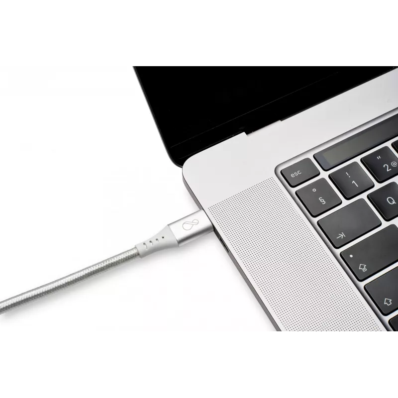 Kábel USB-C na USB-C Ochno O-USBG2-70-1 — USB 3.2 Gen 2, DP Alt Mode 1.4, konektor samec–samec, pletený, 0,7 m, biely