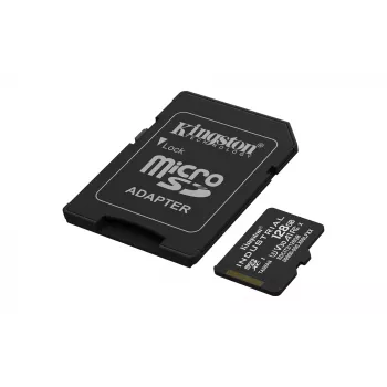 MicroSDXC flash karta Kingston 128 GB Industrial C10 A1 pSLC UHS-I, 100 MB/s čítanie, 80 MB/s zápis, V30/U3, čierna + SD adaptér