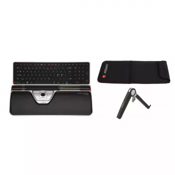 Contour RollerMouse Red Plus WL Travel Kit — bezdrôtová RF, Full-Size formát klávesnice, čierna, vrátane myši a podložky pod zápästie