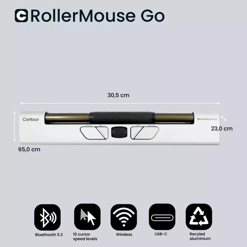 Myš Contour Design RollerMouse Go RF bezdrôtová Bluetooth USB Type-A