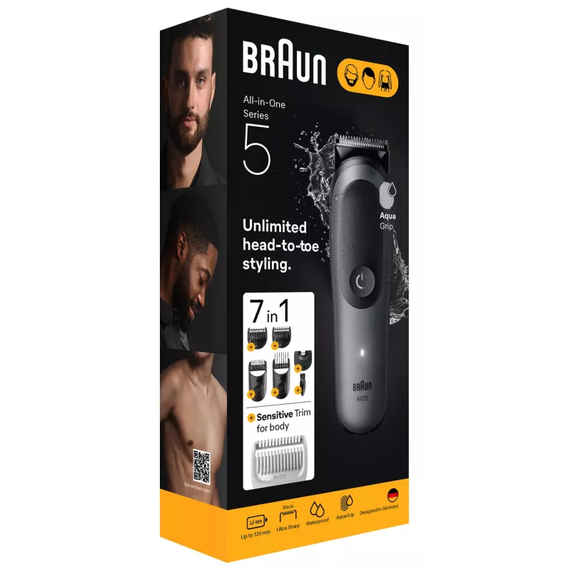 Braun AIO5520 zastrihávač/strojček na vlasy čierna, sivá 14 Li-Ion