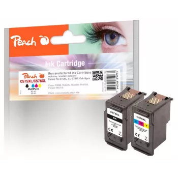Peach multi balenie kompatibilné s Canon PG-575XL, CL-576XL, vysoká (XL) výťažnosť, čierna, purpurová, žltá, azúrová, 16 ml, 14 ml, 2 ks, multi balenie