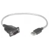 Manhattan USB-A na sériový konvertorový kábel, 45 cm, konektor samec na konektor samec, sériový/RS232/COM/DB9, čipová sada Prolific PL-2303RA, čierny/strieborný kábel, trojročná záruka, ekvivalent k ICUSB232V2