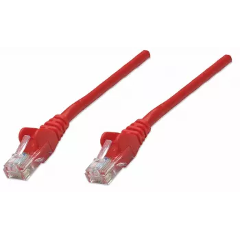 Intellinet sieťový patch kábel, Cat5e, 5 m, červený, CCA, U/UTP, PVC, RJ45, pozlátené kontakty, bez zaistenia, ochranná priechodka proti zlomeniu, doživotná záruka