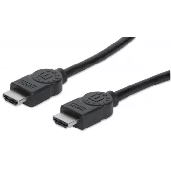 Manhattan HDMI 4K@30Hz kábel s Ethernetom, 1 m, vhodný pre VŠETKY 1080p/HD a väčšinu 4K aplikácií (skontrolujte 4K špecifikáciu vášho systému, aby ste si boli istí), konektor samec na konektor samec, čierna, Ultra HD 4K x 2K, doživotná záruka, vysokorýchlostný, zodpovedá HDMM1MHS