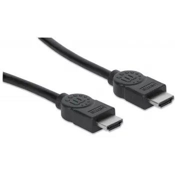 Manhattan HDMI 4K@30Hz kábel s Ethernetom, 1 m, vhodný pre VŠETKY 1080p/HD a väčšinu 4K aplikácií (skontrolujte 4K špecifikáciu vášho systému, aby ste si boli istí), konektor samec na konektor samec, čierna, Ultra HD 4K x 2K, doživotná záruka, vysokorýchlostný, zodpovedá HDMM1MHS