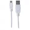 Manhattan USB-A na Micro-USB kábel, 1,8 m, konektor samec na konektor samec, 480 Mbit/s (USB 2.0), Hi-Speed USB, biely, doživotná záruka
