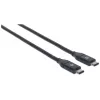 Manhattan USB-C na USB-C kábel, 1 m, konektor samec na konektor samec, čierny, 10 Gbit/s (USB 3.2 Gen 2, známy aj ako USB 3.1), 3 A (rýchle nabíjanie), SuperSpeed+ USB, doživotná záruka, zodpovedá USB31CC1M