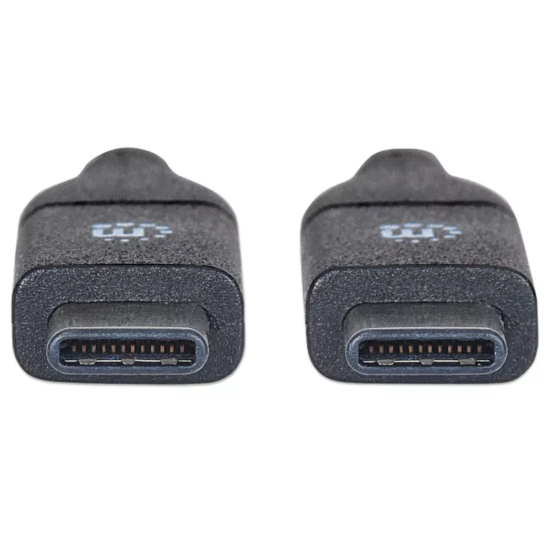 Manhattan USB-C na USB-C kábel, 1 m, konektor samec na konektor samec, čierny, 10 Gbit/s (USB 3.2 Gen 2, známy aj ako USB 3.1), 3 A (rýchle nabíjanie), SuperSpeed+ USB, doživotná záruka, zodpovedá USB31CC1M