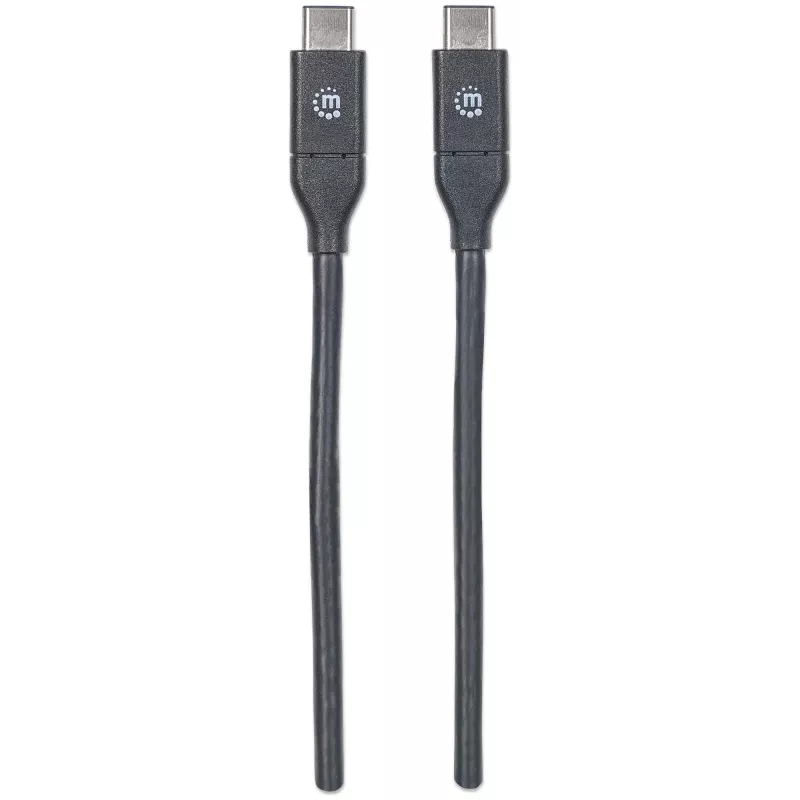 Manhattan USB-C na USB-C kábel, 1 m, konektor samec na konektor samec, čierny, 10 Gbit/s (USB 3.2 Gen 2, známy aj ako USB 3.1), 3 A (rýchle nabíjanie), SuperSpeed+ USB, doživotná záruka, zodpovedá USB31CC1M