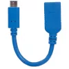 Manhattan USB-C na USB-A kábel, 15 cm, konektor samec na konektor samica, 5 Gbit/s (USB 3.2 Gen1, známy aj ako USB 3.0), 3A (rýchle nabíjanie), SuperSpeed USB, modrý, doživotná záruka, zodpovedá USB31CAADP (okrem farby)