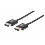 Manhattan HDMI kábel s Ethernetom (Ultra Thin), 4K@60Hz (Premium High Speed), 1 m, konektor samec na konektor samec, čierny, Ultra HD 4k x 2k, plne tienený, pozlátené kontakty, doživotná záruka