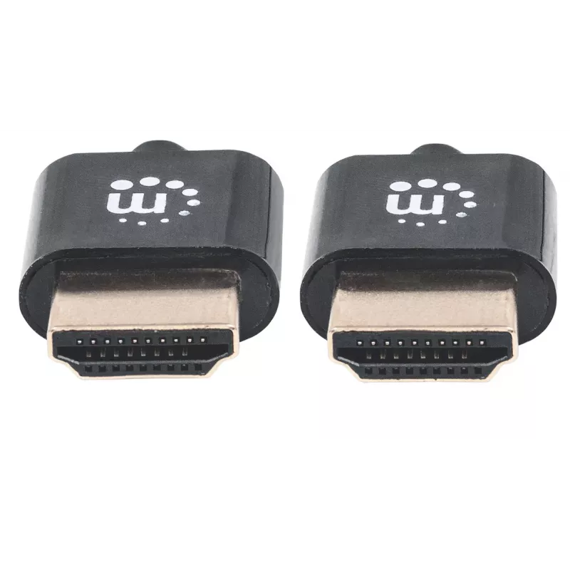 Manhattan HDMI kábel s Ethernetom (Ultra Thin), 4K@60Hz (Premium High Speed), 1 m, konektor samec na konektor samec, čierny, Ultra HD 4k x 2k, plne tienený, pozlátené kontakty, doživotná záruka