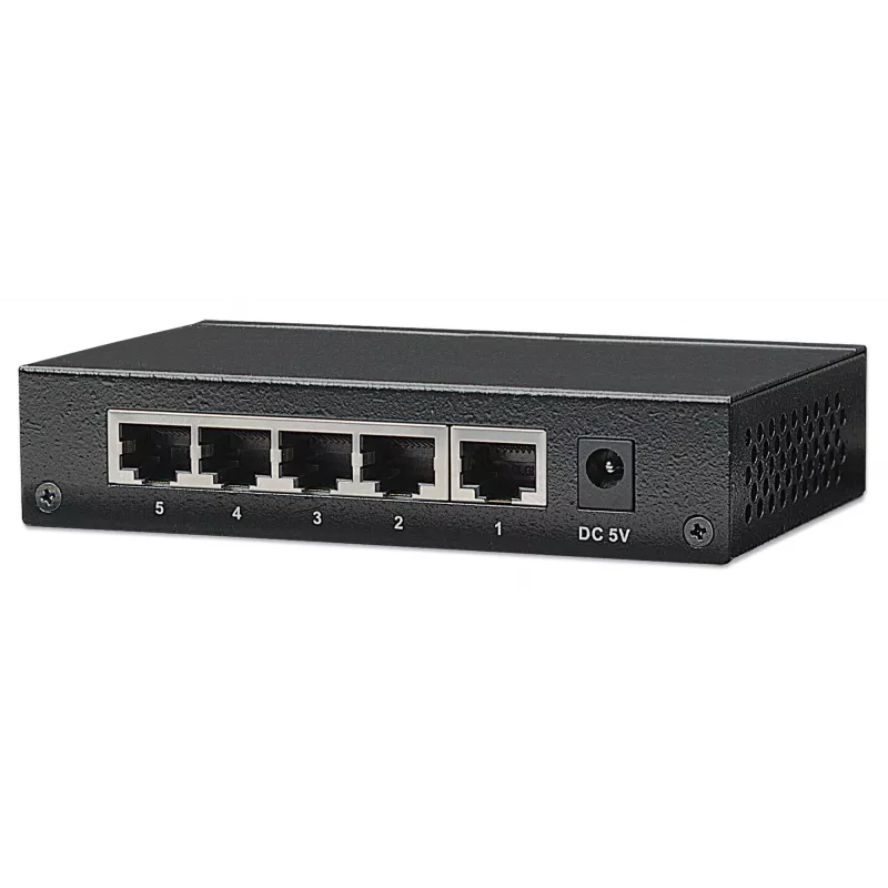 Intellinet 5-portový Gigabit Ethernet switch, veľkosť na stôl, kovové puzdro, IEEE 802.3az (Energy Efficient Ethernet)