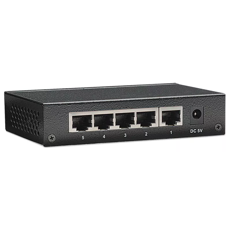 Intellinet 5-portový Gigabit Ethernet switch, veľkosť na stôl, kovové puzdro, IEEE 802.3az (Energy Efficient Ethernet)