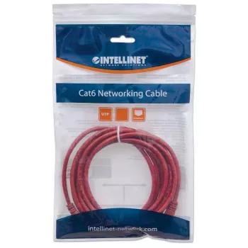 Intellinet sieťový patch kábel, Cat6, 0,5m, červený, CCA, U/UTP, PVC, RJ45, pozlátené kontakty, bez západky, zalisovaná ochrana proti zlomeniu, doživotná záruka