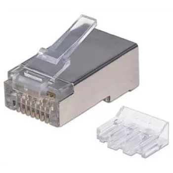 Intellinet RJ45 modulárny konektor samec Pro Line, Cat6A, STP, 3-zubový, pre pevné a flexibilné vodiče, 50 µ pozlátené kontakty, 70 ks