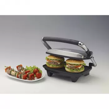 Ariete 1911 Toast & Grill slim - nepriľnavá elektrická platňa na toast a sendviče - rebrovaná platňa - 1000 wattov - strieborná