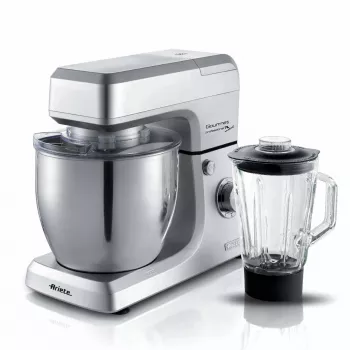 Ariete 1598 Gourmet Professional 7L Metal - planetárny mixér s mixérom - nerezová misa - 7 l - sklenená nádoba - 1200 W - 6 rýchlostí