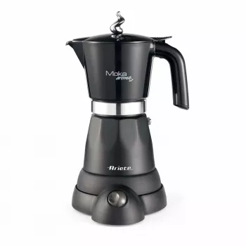 Ariete 1368 Moka Aroma, elektrický moka kávovar, 4/6 šálok, 480 W, automatické vypnutie, udržiava teplotu na 30 stupňov, čierna