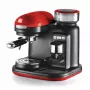 Ariete 1318 Moderna kávovar na espresso so zabudovaným mlynčekom na kávu, na kávové zrná a mletú kávu, šľahač mlieka Cappuccinatore, filter na 1 a 2 šálky, 1080 W, 800 ml, červená