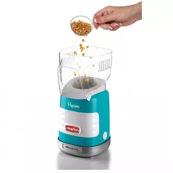 Ariete 2956, Pop Corn Party Time, prístroj na popcorn, 60 g kukurice na popcorn nechá puknúť za 2 minúty horúcim vzduchom, bez tuku, 1000 W, modrá