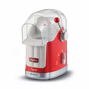 Ariete 2958 Pop Corn Maker Party Time, prístroj na popcorn s pákou, 1100 W, kapacita 600 g, príprava horúcim vzduchom bez tuku, červená