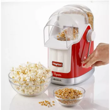 Ariete 2958 Pop Corn Maker Party Time, prístroj na popcorn s pákou, 1100 W, kapacita 600 g, príprava horúcim vzduchom bez tuku, červená